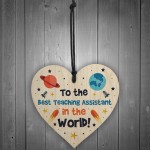 Best Teaching Assistant In The World Gift Wood Heart Thank You