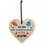 Best Teaching Assistant In The World Gift Wood Heart Thank You
