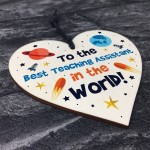 Best Teaching Assistant In The World Gift Wood Heart Thank You