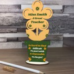 Teacher Plaque Personalised Wood Flower Thank You Teacher Gift