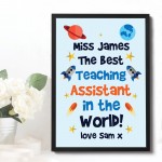 Personalised Best Teaching Assistant Gift Framed Print Space