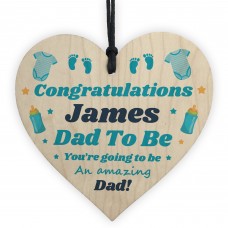 Dad To Be Gift Personalised Wood Heart Congratulations New Dad