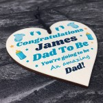 Dad To Be Gift Personalised Wood Heart Congratulations New Dad