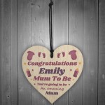 Mum To Be Gift Personalised Wood Heart Congratulations New Mum