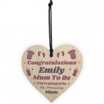 Mum To Be Gift Personalised Wood Heart Congratulations New Mum