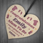 Mum To Be Gift Personalised Wood Heart Congratulations New Mum