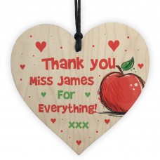Cute Gift For Teacher Wooden Heart Personalised Thank You Gift