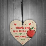 Cute Gift For Teacher Wooden Heart Personalised Thank You Gift