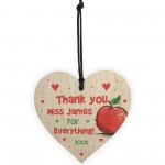 Cute Gift For Teacher Wooden Heart Personalised Thank You Gift