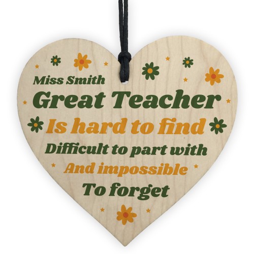 Handmade Great Teacher Gift Personalised Thank You Teacher Sign