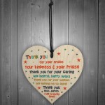 Thank You Teacher Assistant Poem Wooden Heart Personalised