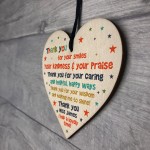 Thank You Teacher Assistant Poem Wooden Heart Personalised