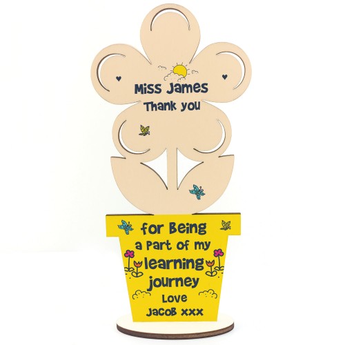 Thank You Gift For Teacher Assistant Wood Flower Personalised