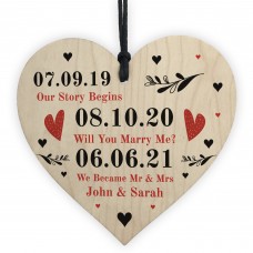 Personalised Anniversary Gift For Husband Wife Wood Heart