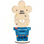 Personalised Best Teacher In The World Wood Flower Space