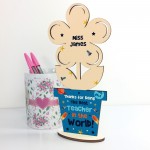 Personalised Best Teacher In The World Wood Flower Space