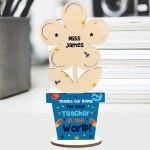 Personalised Best Teacher In The World Wood Flower Space