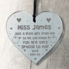Personalied Engraved Heart Gift For Teacher Assistant Thank You