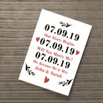 Personalised Anniversary Gift Special Dates Husband Wife Gift