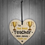 Worlds Best Teacher PERSONALISED Wood Heart Gift For Teacher