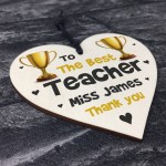 Worlds Best Teacher PERSONALISED Wood Heart Gift For Teacher