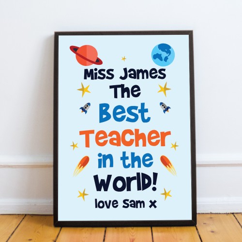 Best Teacher In The World Print Framed Gift For Teacher Thankyou