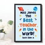 Best Teacher In The World Print Framed Gift For Teacher Thankyou