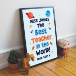 Best Teacher In The World Print Framed Gift For Teacher Thankyou