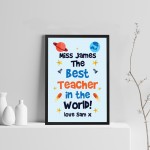 Best Teacher In The World Print Framed Gift For Teacher Thankyou