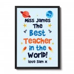 Best Teacher In The World Print Framed Gift For Teacher Thankyou