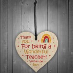 Wonderful Teacher Gift End of Term Leaving Present Wood Heart