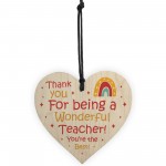 Wonderful Teacher Gift End of Term Leaving Present Wood Heart