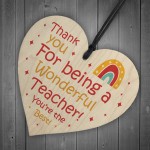 Wonderful Teacher Gift End of Term Leaving Present Wood Heart