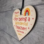 Wonderful Teacher Gift End of Term Leaving Present Wood Heart