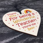 Wonderful Teacher Gift End of Term Leaving Present Wood Heart