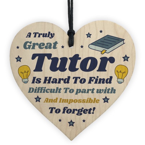 Thank You Gift For Tutor Teacher Wood Hanging Heart Leaving Gift