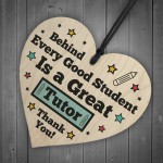 TUTOR Gift Wood Heart Thank You Teacher Tutor Friendship