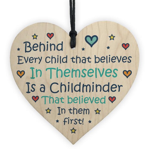 Wood Hanging Heart Thank You Gift for Childminder Teacher Friend