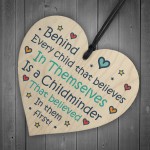 Wood Hanging Heart Thank You Gift for Childminder Teacher Friend