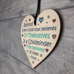 Wood Hanging Heart Thank You Gift for Childminder Teacher Friend