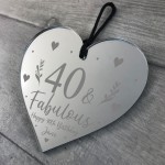 40th Birthday Gift For Mum Sister Auntie Nan Engraved Heart