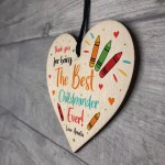 Colourful Gift For Childminder Wood Heart Personalised Thank You