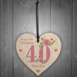Personalised 40th Birthday Card Mum Sister Auntie Friend Heart