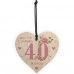 Personalised 40th Birthday Card Mum Sister Auntie Friend Heart