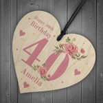 Personalised 40th Birthday Card Mum Sister Auntie Friend Heart