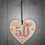 Personalised 50th Birthday Card Mum Sister Auntie Friend Heart