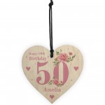Personalised 50th Birthday Card Mum Sister Auntie Friend Heart