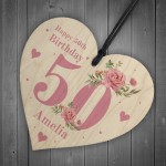 Personalised 50th Birthday Card Mum Sister Auntie Friend Heart