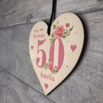 Personalised 50th Birthday Card Mum Sister Auntie Friend Heart