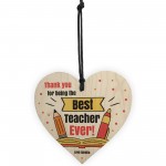 Fun Gift For Teacher Wood Heart Personalised Thank You Leaving